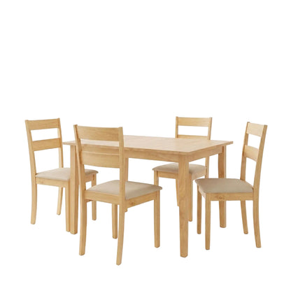 Τραπεζαρία Dallan-Country 5 Τεμ σε Φυσική Απόχρωση Rubberwood 120-150x80x74