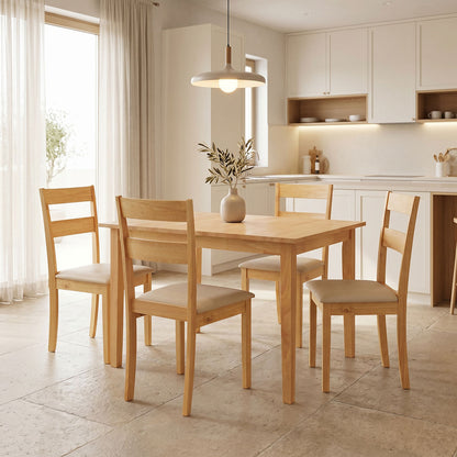 Τραπεζαρία Dallan-Country 5 Τεμ σε Φυσική Απόχρωση Rubberwood 120-150x80x74