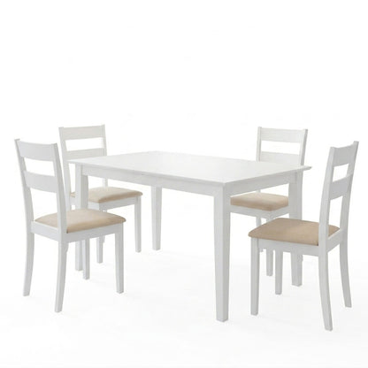Τραπεζαρία Dallan-Mabor 5 Τεμ Λευκό Rubberwood 120-150x80x73,8