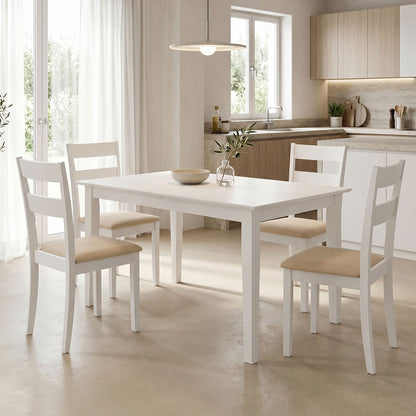 Τραπεζαρία Dallan-Mabor 5 Τεμ Λευκό Rubberwood 120-150x80x73,8
