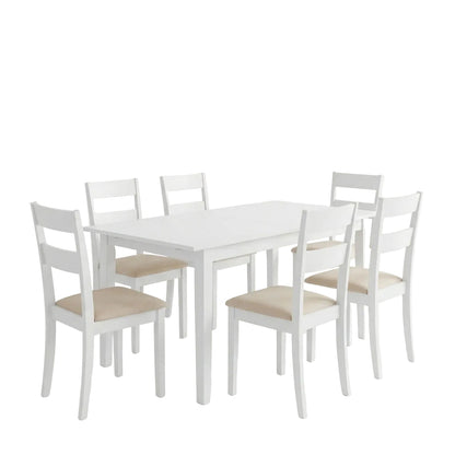 Τραπεζαρία Dallan-Mabor 7 Τεμ Λευκό Rubberwood 120-150x80x73,8