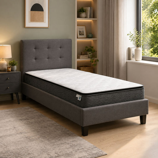 Bed with Mattress Mago-Perfecto Anthracite Fabric 100x200cm