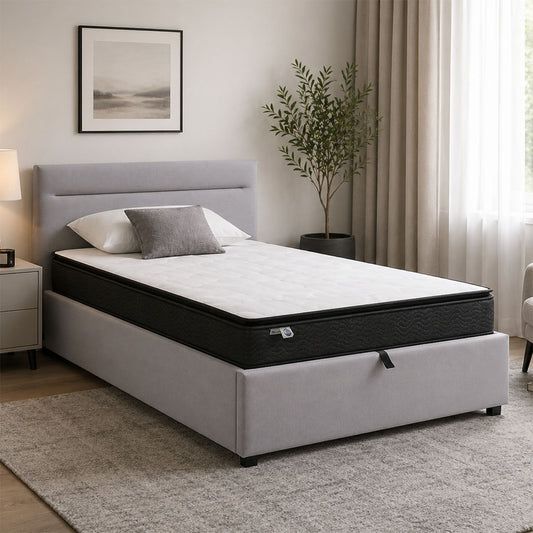 Bed with Mattress and Storage Space Molito-Perfecto Velvet Grey 120x200cm