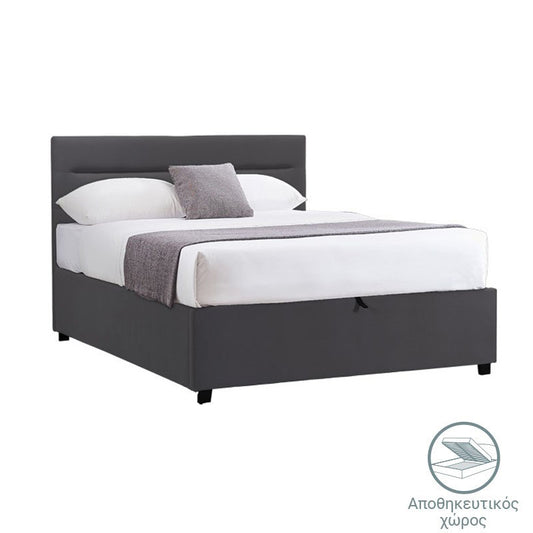 Bed with Mattress and Storage Space Molito-Perfecto Velvet Anthracite 120x200cm
