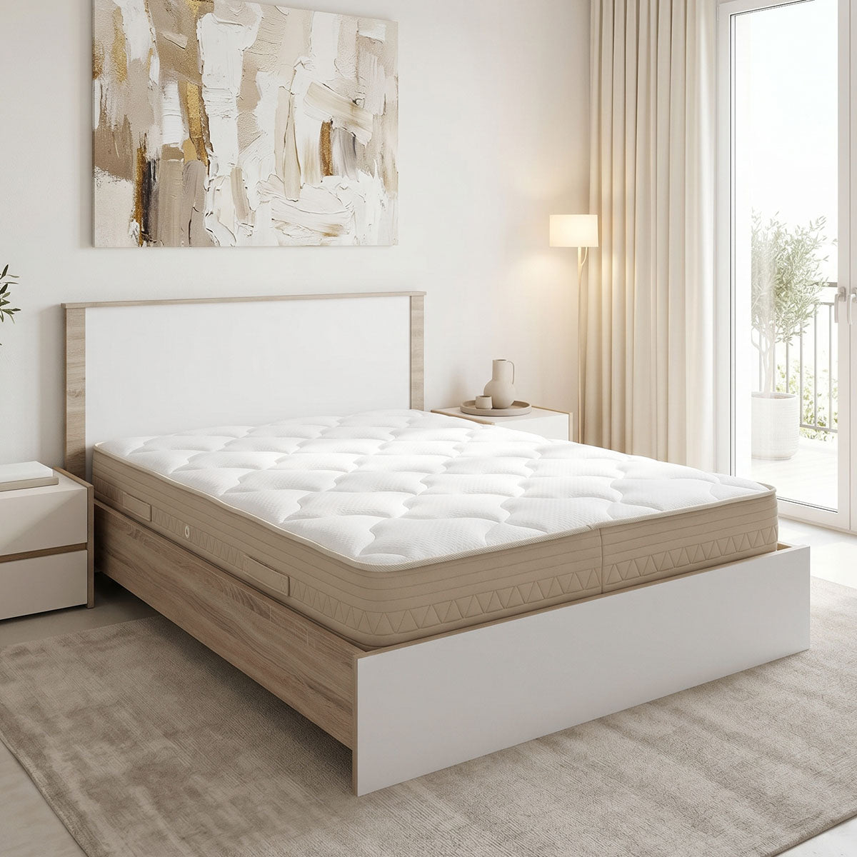 Κρεβάτι με Στρώμα Athos-Sleepy Sonoma Λευκό 160x200εκ