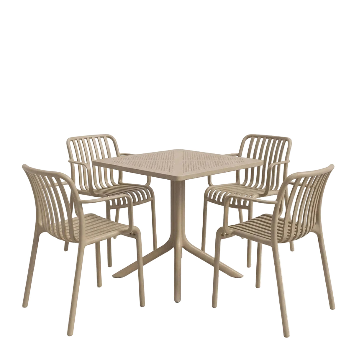 Τραπεζαρία Zoi-Groovy Σετ 5 Τεμ Cappuccino PP 80x80x74