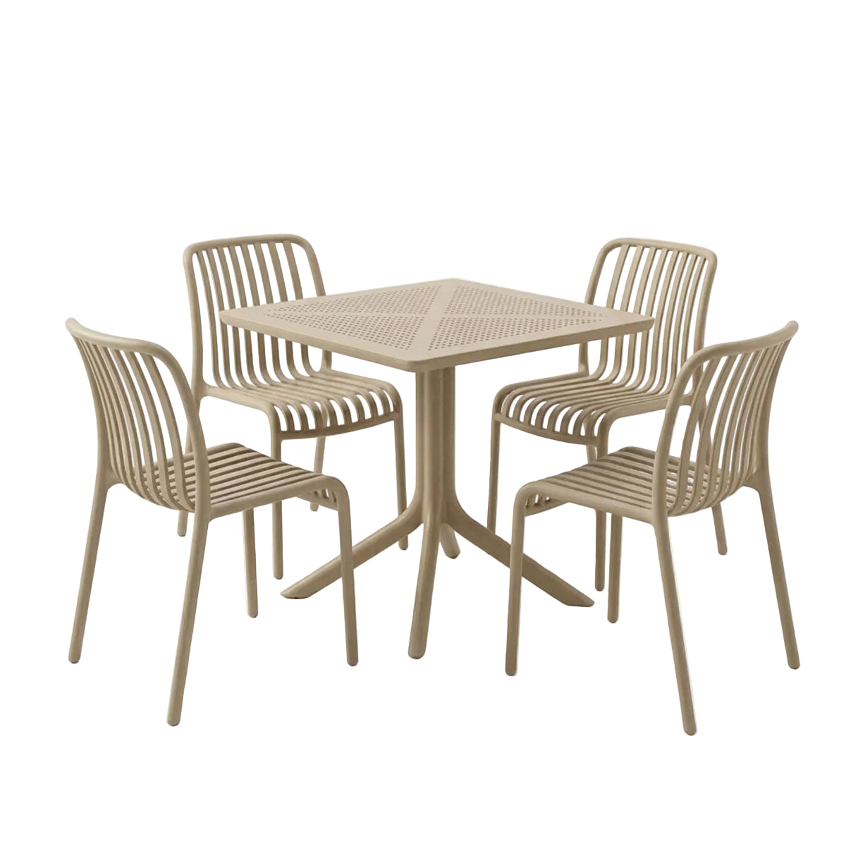 Τραπεζαρία Zoi-Groovy Σετ 5 Τεμ Cappuccino PP 80x80x74