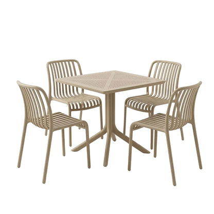 Τραπεζαρία Zoi-Groovy Σετ 5 Τεμ Cappuccino PP 80x80x74
