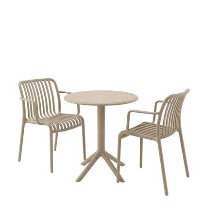 Τραπεζαρία Mercon-Zoi Σετ 3 Τεμ Cappuccino PP Φ60x75