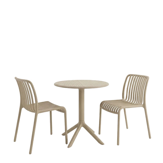 Τραπεζαρία Mercon-Zoi Σετ 3 Τεμ Cappuccino PP Φ60x75