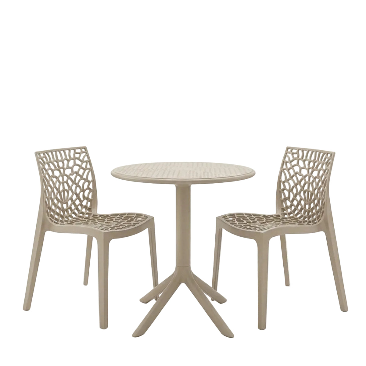 Τραπεζαρία Mercon-Hush Σετ 3 Τεμ Cappuccino PP Φ60x75