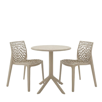 Τραπεζαρία Mercon-Hush Σετ 3 Τεμ Cappuccino PP Φ60x75