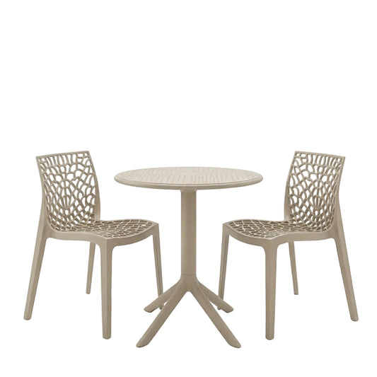 Τραπεζαρία Mercon-Hush Σετ 3 Τεμ Cappuccino PP Φ60x75
