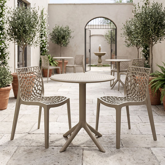 Τραπεζαρία Mercon-Hush Σετ 3 Τεμ Cappuccino PP Φ60x75