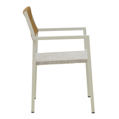 Τραπεζαρία Dagyn-Savor Σετ 7 Τεμ Λευκό Αλουμίνιο με Textline PE Rattan σε Φυσική Απόχρωση 180-240x90x76