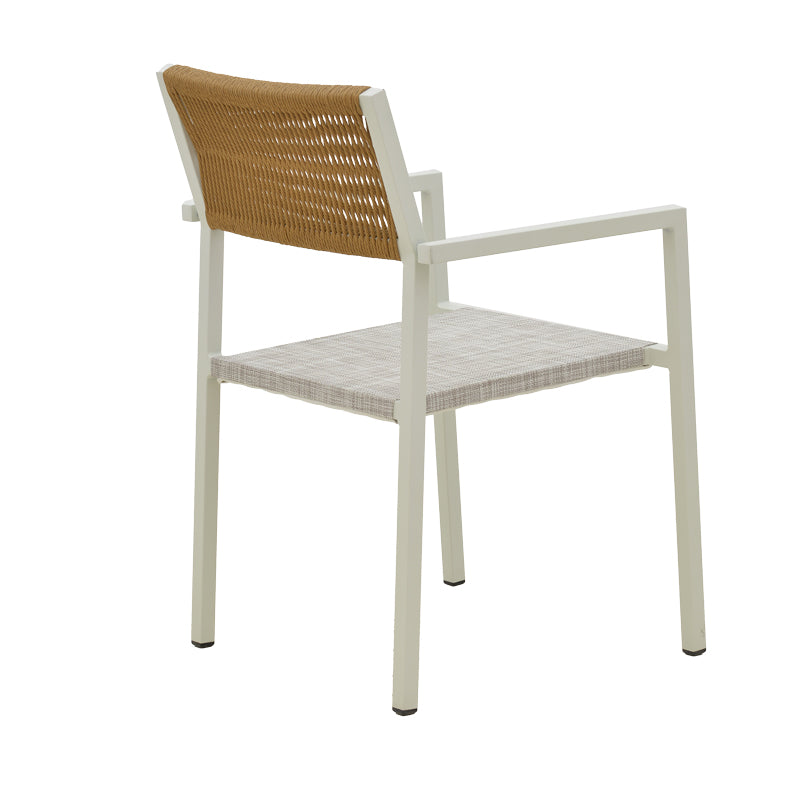Τραπεζαρία Dagyn-Savor Σετ 7 Τεμ Λευκό Αλουμίνιο με Textline PE Rattan σε Φυσική Απόχρωση 180-240x90x76