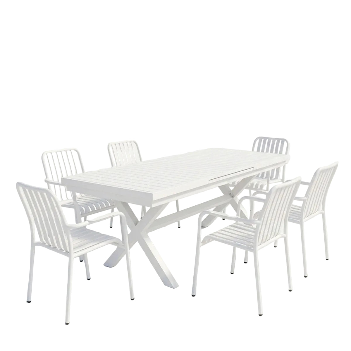 Τραπεζαρία Dagyn-Vista Σετ 7 Τεμ Λευκό Αλουμίνιο 180-240x90x76