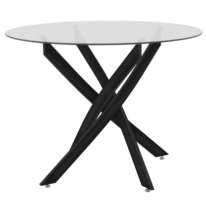 Dining Set Ezra Armchairs Anthracite and Antoro Glass Table with Black Metal Φ80x75 Set of 5 pcs