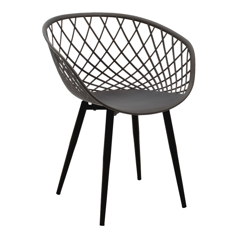 Dining Set Ezra Armchairs Anthracite and Antoro Glass Table with Black Metal Φ80x75 Set of 5 pcs