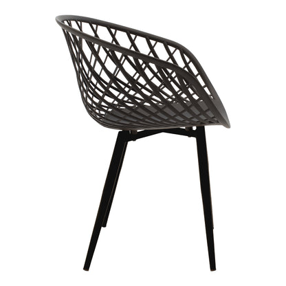 Dining Set Ezra Armchairs Anthracite and Antoro Glass Table with Black Metal Φ80x75 Set of 5 pcs