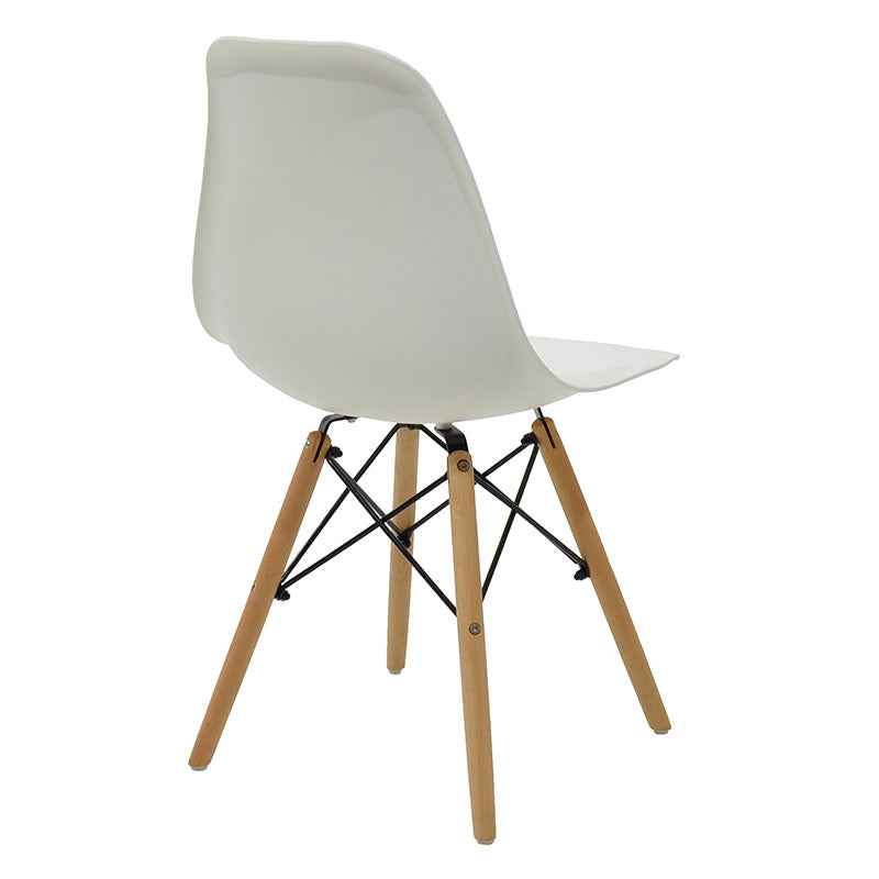 Dining Set with Julita Chairs White and Antoro Glass and Metal Table in Natural Shade Φ80x75 5 Pcs Set
