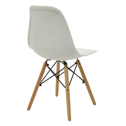 Dining Set with Julita Chairs White and Antoro Glass and Metal Table in Natural Shade Φ80x75 5 Pcs Set