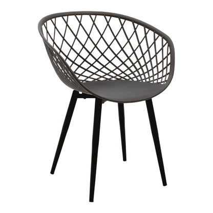 Dining Set with Ezra Anthracite Armchairs and Antoro Glass Table with Black Metal Frame Φ100x75, 5-Piece Set