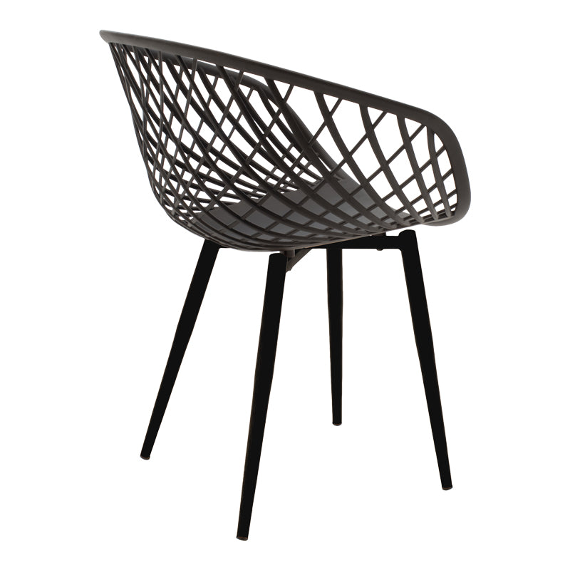 Dining Set with Ezra Anthracite Armchairs and Antoro Glass Table with Black Metal Frame Φ100x75, 5-Piece Set
