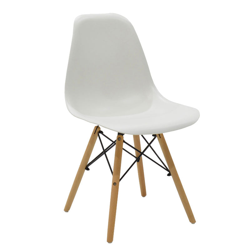Dining Set with Julita Chairs White and Antoro Table Glass with Metal in Natural Color Φ100x75 Set of 5 Pcs