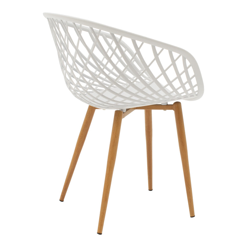 Ezra Dining Chairs White and Antoro Glass and Metal Table in Natural Color F100x75 5-Piece Set