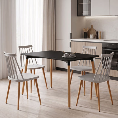 Dining Room with Aurora White Chairs and Natali Black Table 120x80x76cm 5 Pcs Set