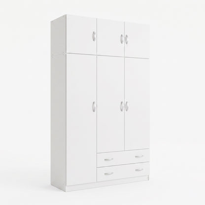 Alvia Three-Door Wardrobe with Top Storage, White 150x51x240