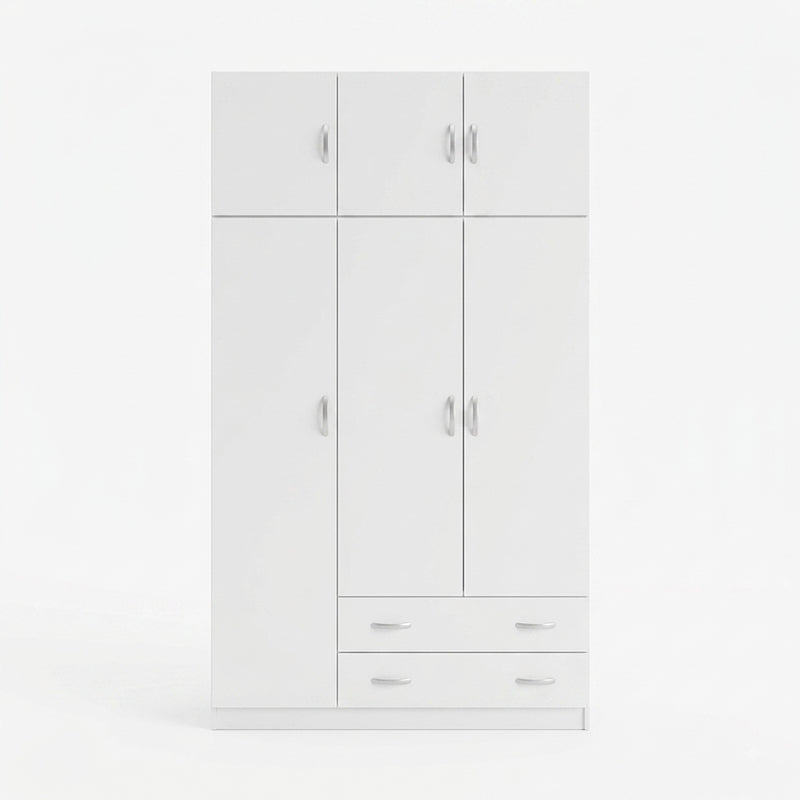 Alvia Three-Door Wardrobe with Top Storage, White 150x51x240