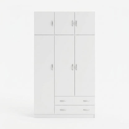 Alvia Three-Door Wardrobe with Top Storage, White 150x51x240