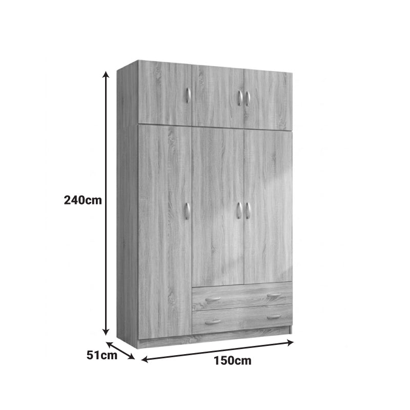 Ντουλάπα Τρίφυλλη με Πατάρι Alvia Sonoma 150x51x240