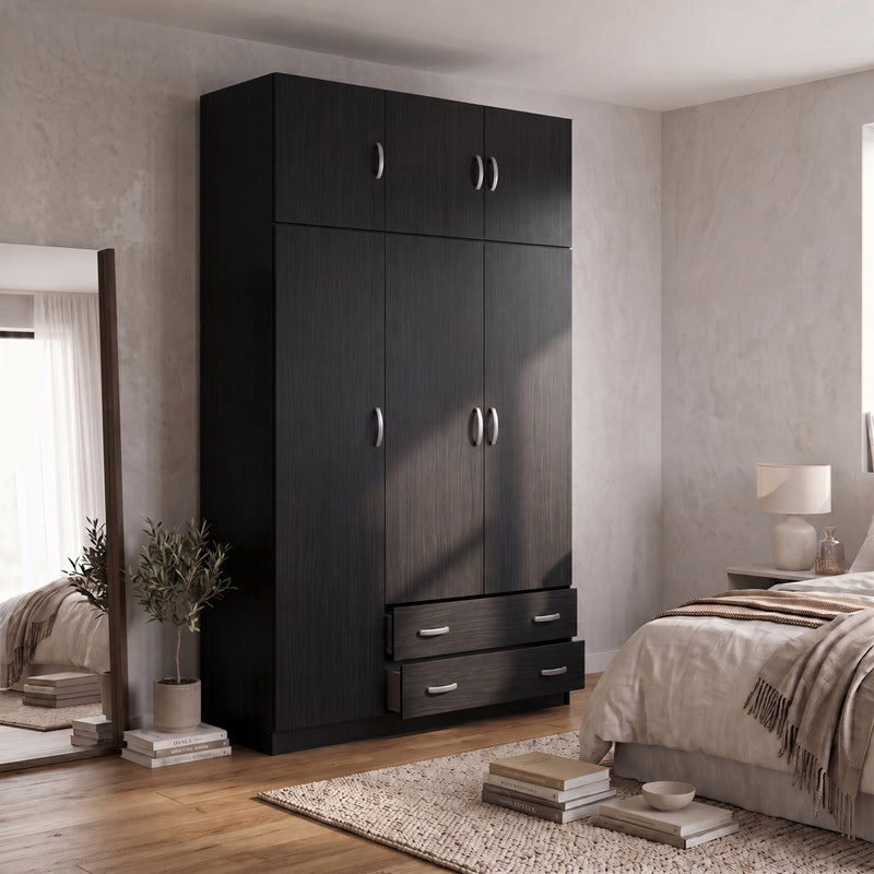 Ντουλάπα Τρίφυλλη με Πατάρι Alvia Wenge 150x51x240