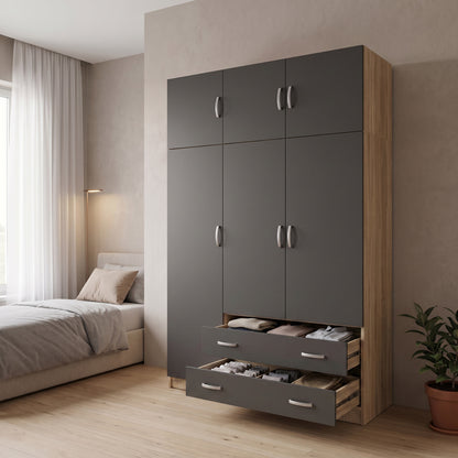 Alvia Sonoma Triple Wardrobe with Loft, Anthracite 150x51x240