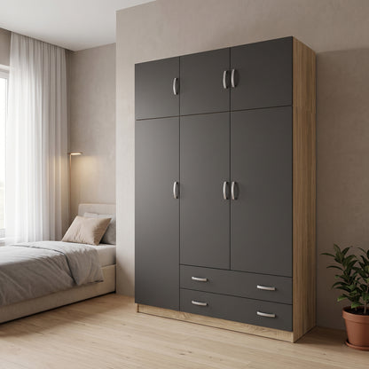 Alvia Sonoma Triple Wardrobe with Loft, Anthracite 150x51x240