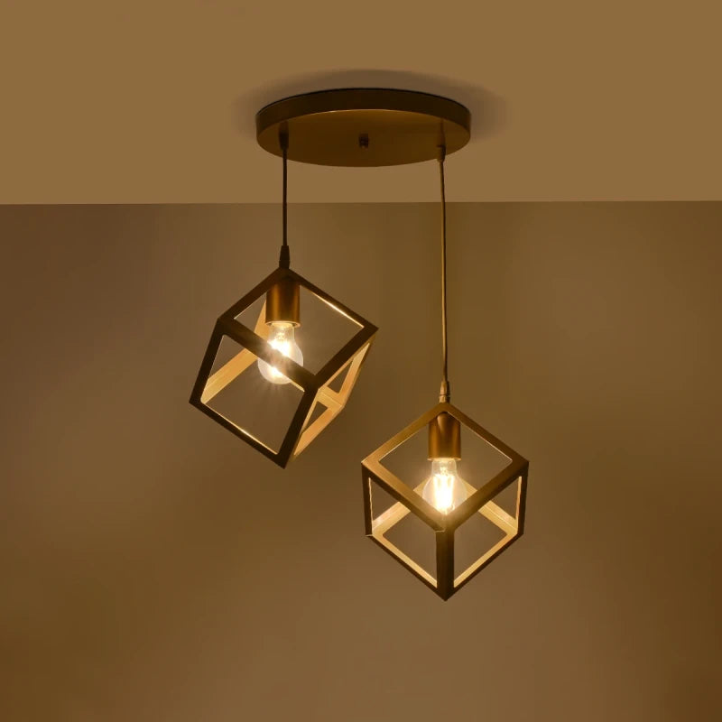 DISE 201-0056 Μοντέρνο Κρεμαστό Φωτιστικό Οροφής με Ντουί 2 x E27 AC 220-240V IP20 - Χρυσό - Μ50 x Π30 x Υ50