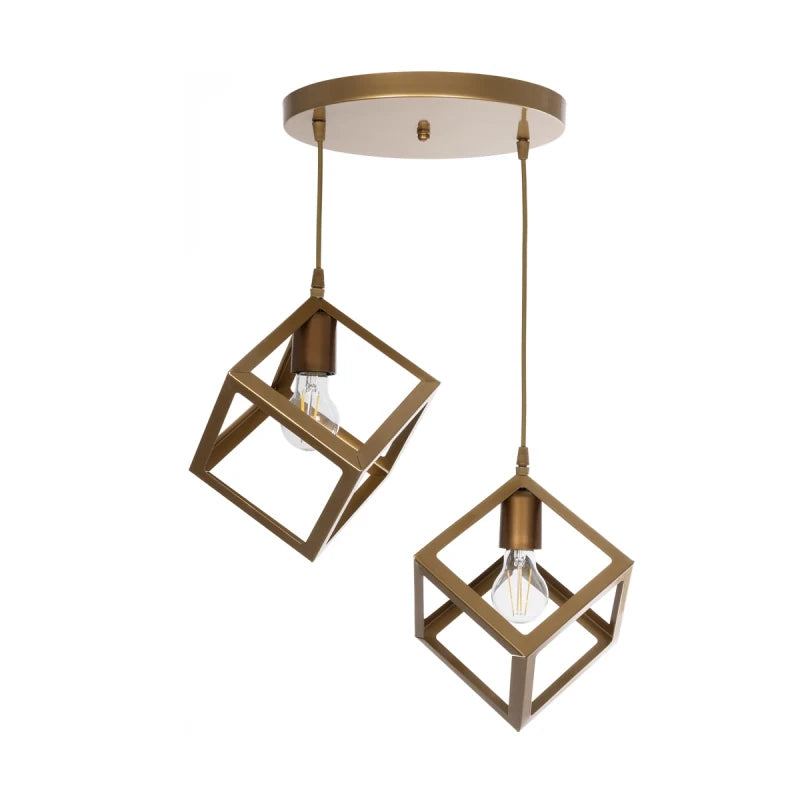 DISE 201-0056 Μοντέρνο Κρεμαστό Φωτιστικό Οροφής με Ντουί 2 x E27 AC 220-240V IP20 - Χρυσό - Μ50 x Π30 x Υ50