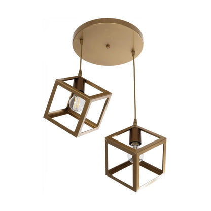 DISE 201-0056 Μοντέρνο Κρεμαστό Φωτιστικό Οροφής με Ντουί 2 x E27 AC 220-240V IP20 - Χρυσό - Μ50 x Π30 x Υ50