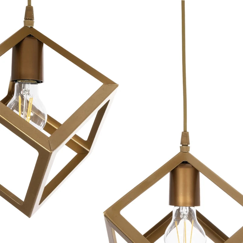 DISE 201-0056 Μοντέρνο Κρεμαστό Φωτιστικό Οροφής με Ντουί 2 x E27 AC 220-240V IP20 - Χρυσό - Μ50 x Π30 x Υ50