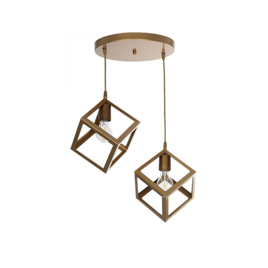 DISE 201-0056 Μοντέρνο Κρεμαστό Φωτιστικό Οροφής με Ντουί 2 x E27 AC 220-240V IP20 - Χρυσό - Μ50 x Π30 x Υ50