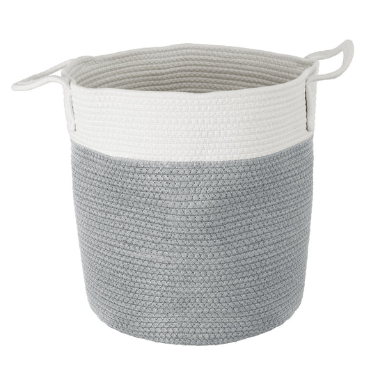 KASTELLORIZO 20198 Διακοσμητικό Πλεκτό Καλάθι - Κασπώ Γλάστρα - Flower Pot Γκρι με Λευκό Π35cm x Υ40cm