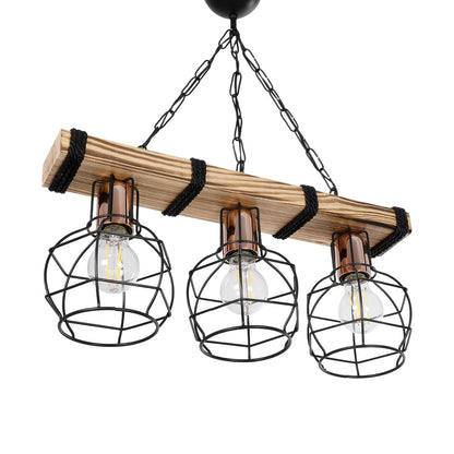 STARLO 201-0006 Vintage Κρεμαστό Φωτιστικό Οροφής με Ντουί 3 x E27 AC 220-240V IP20 - Μπεζ, Μαύρο & Χάλκινο - Μ50 x Π16 x Υ23