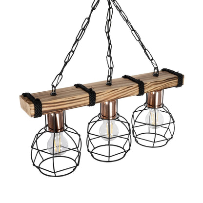 STARLO 201-0006 Vintage Κρεμαστό Φωτιστικό Οροφής με Ντουί 3 x E27 AC 220-240V IP20 - Μπεζ, Μαύρο & Χάλκινο - Μ50 x Π16 x Υ23