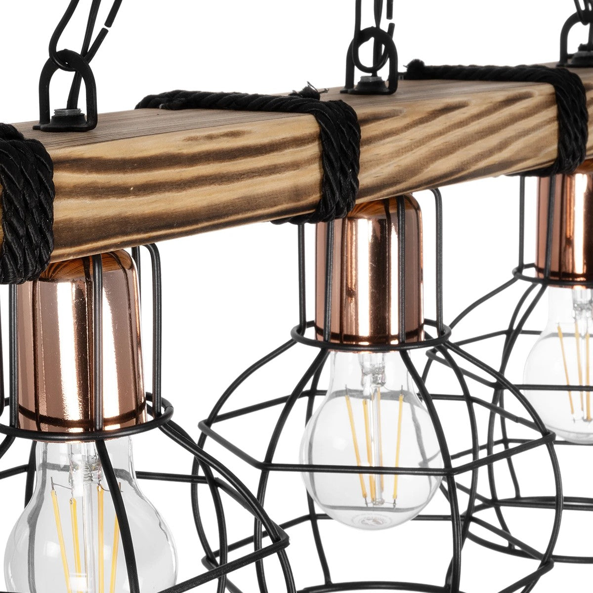 STARLO 201-0006 Vintage Κρεμαστό Φωτιστικό Οροφής με Ντουί 3 x E27 AC 220-240V IP20 - Μπεζ, Μαύρο & Χάλκινο - Μ50 x Π16 x Υ23