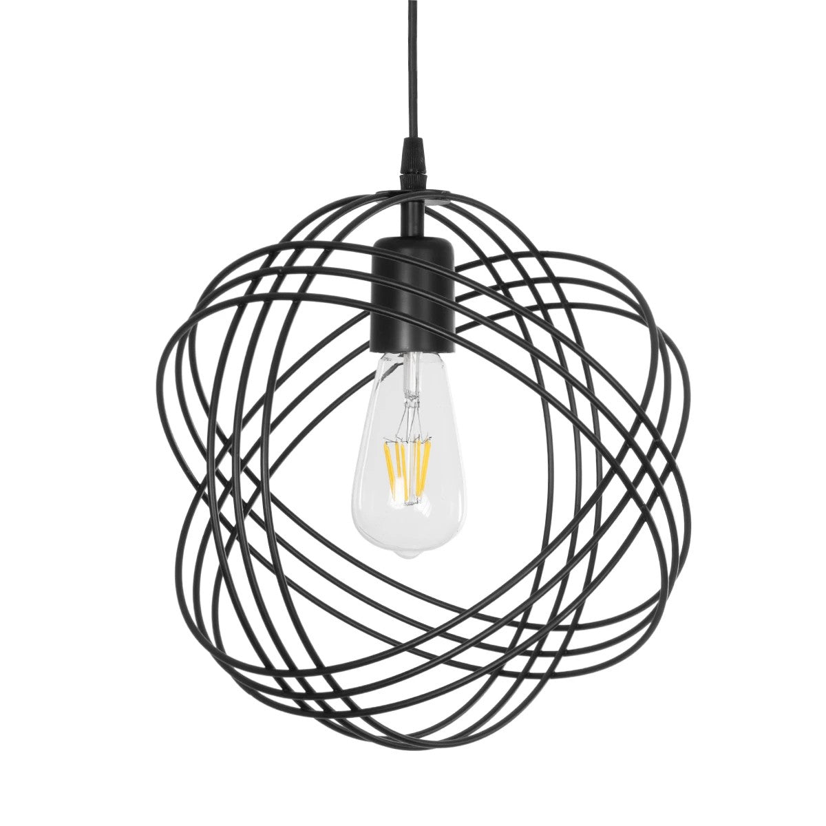 GLOWN 201-0023 Μοντέρνο Κρεμαστό Φωτιστικό Οροφής με Ντουί 1 x E27 AC 220-240V IP20 - Μαύρο - Μ30 x Π30 x Υ33