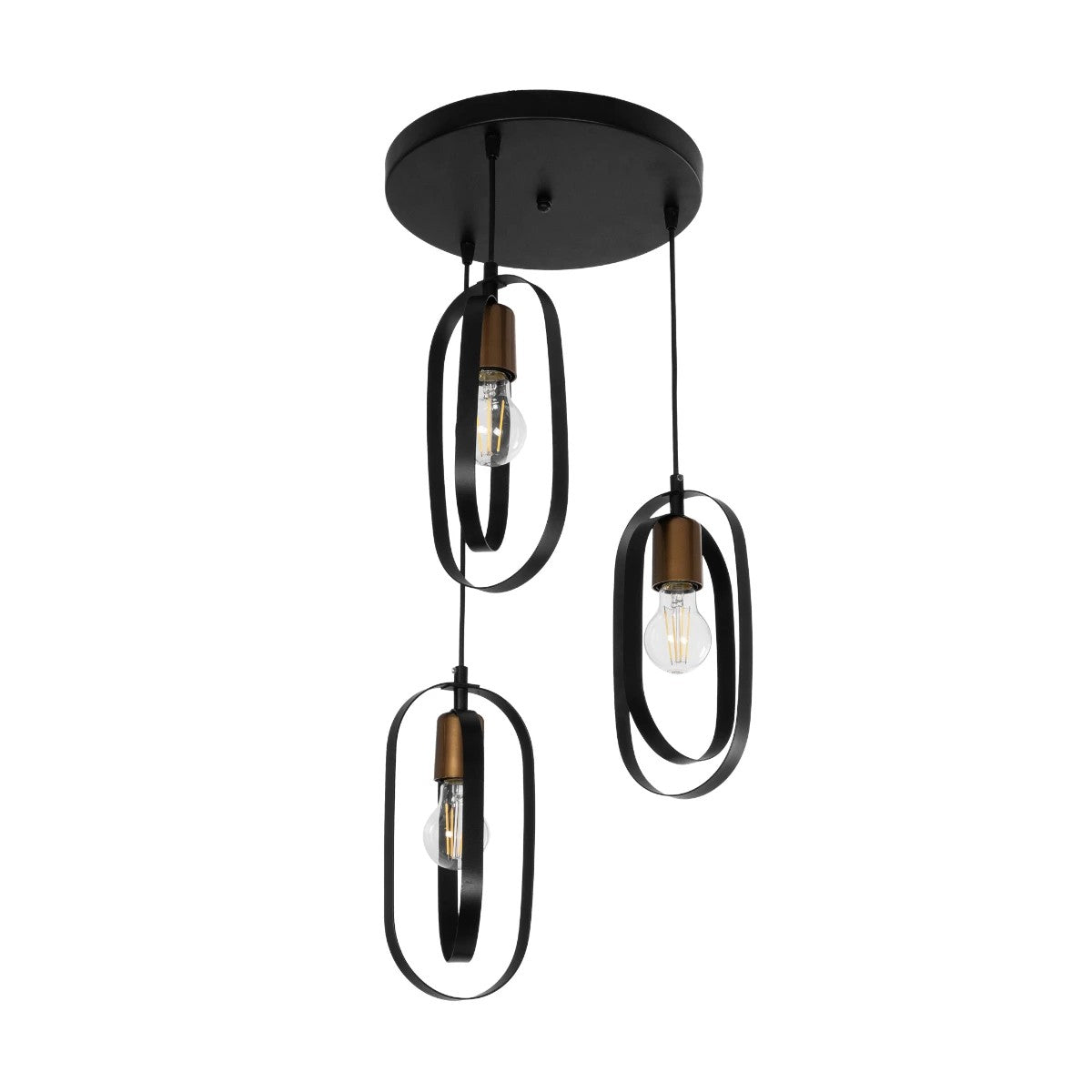 SPARKIO 201-0025 Vintage Κρεμαστό Φωτιστικό Οροφής με Ντουί 3 x E27 AC 220-240V IP20 - Μαύρο & Χρυσό - Μ36 x Π36 x Υ62