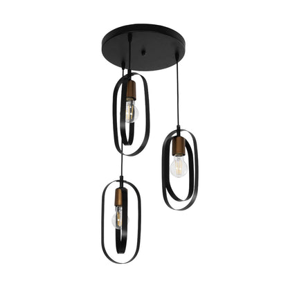 SPARKIO 201-0025 Vintage Κρεμαστό Φωτιστικό Οροφής με Ντουί 3 x E27 AC 220-240V IP20 - Μαύρο & Χρυσό - Μ36 x Π36 x Υ62